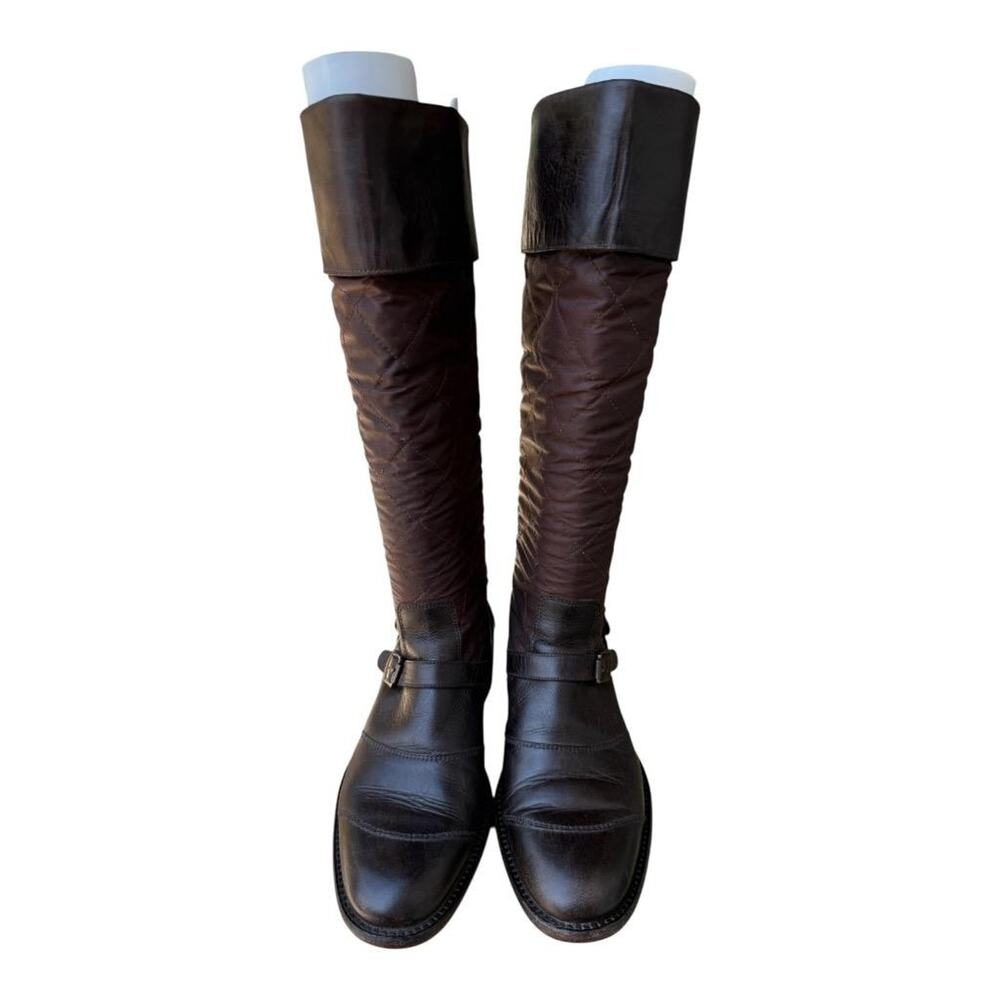 Belstaff Trailmaster 55 Leather Waxed Cotton Knee High Boot Women size 38 US 7 - Picture 5 of 11